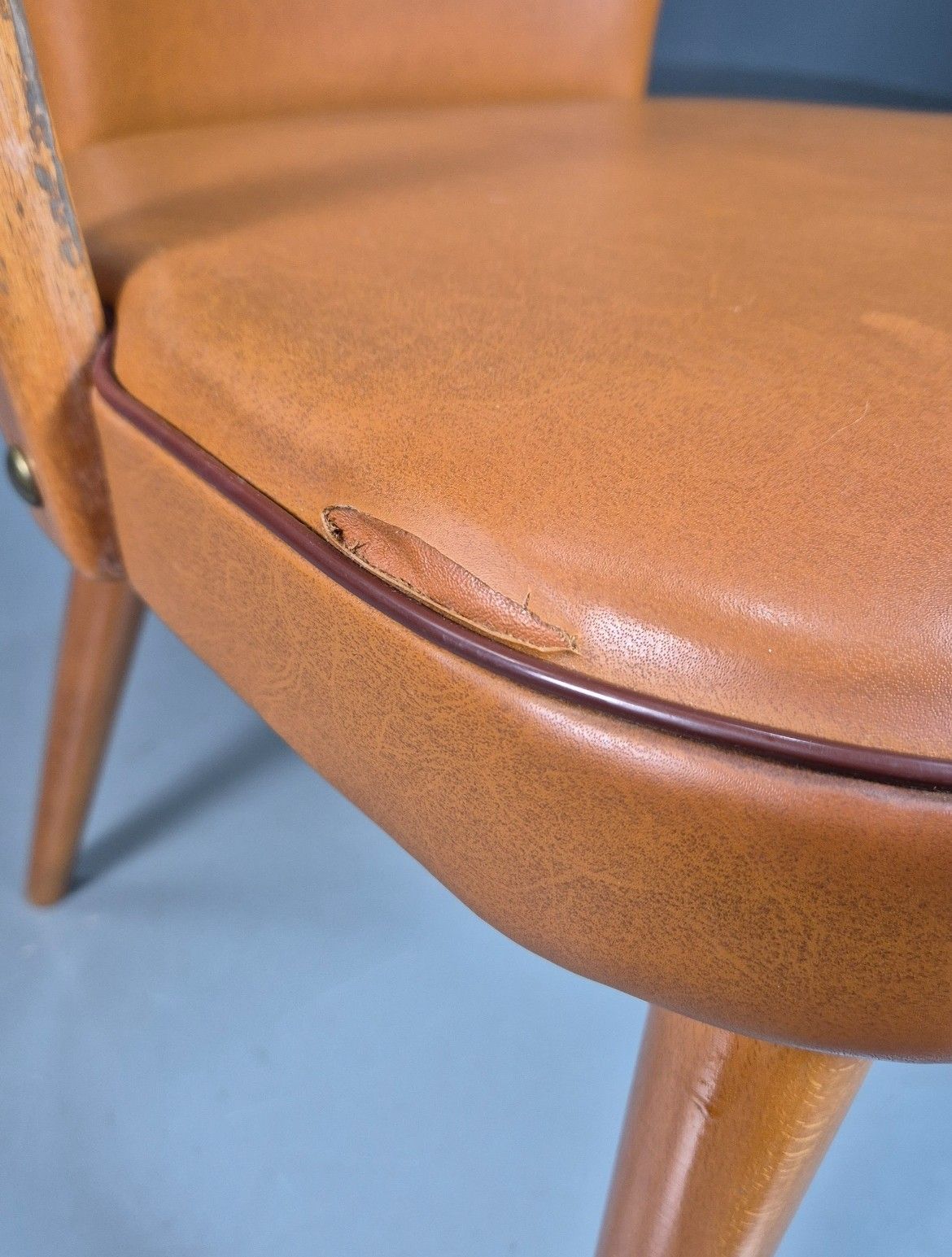 Furniture Vintage Swedish 1950s Elbow Chair Beech Frame With Tan Vinyl Cover Eb7725 Mnor photo