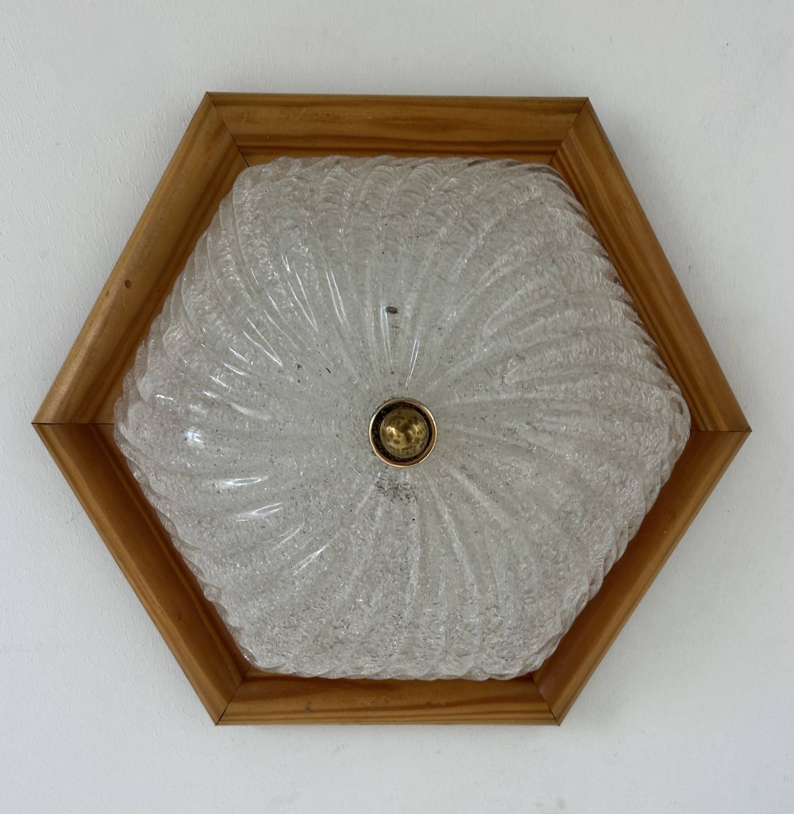 Pair Of Vintage Wall Lights, Pine And Murano Glass, Italy 1980 photo buy
