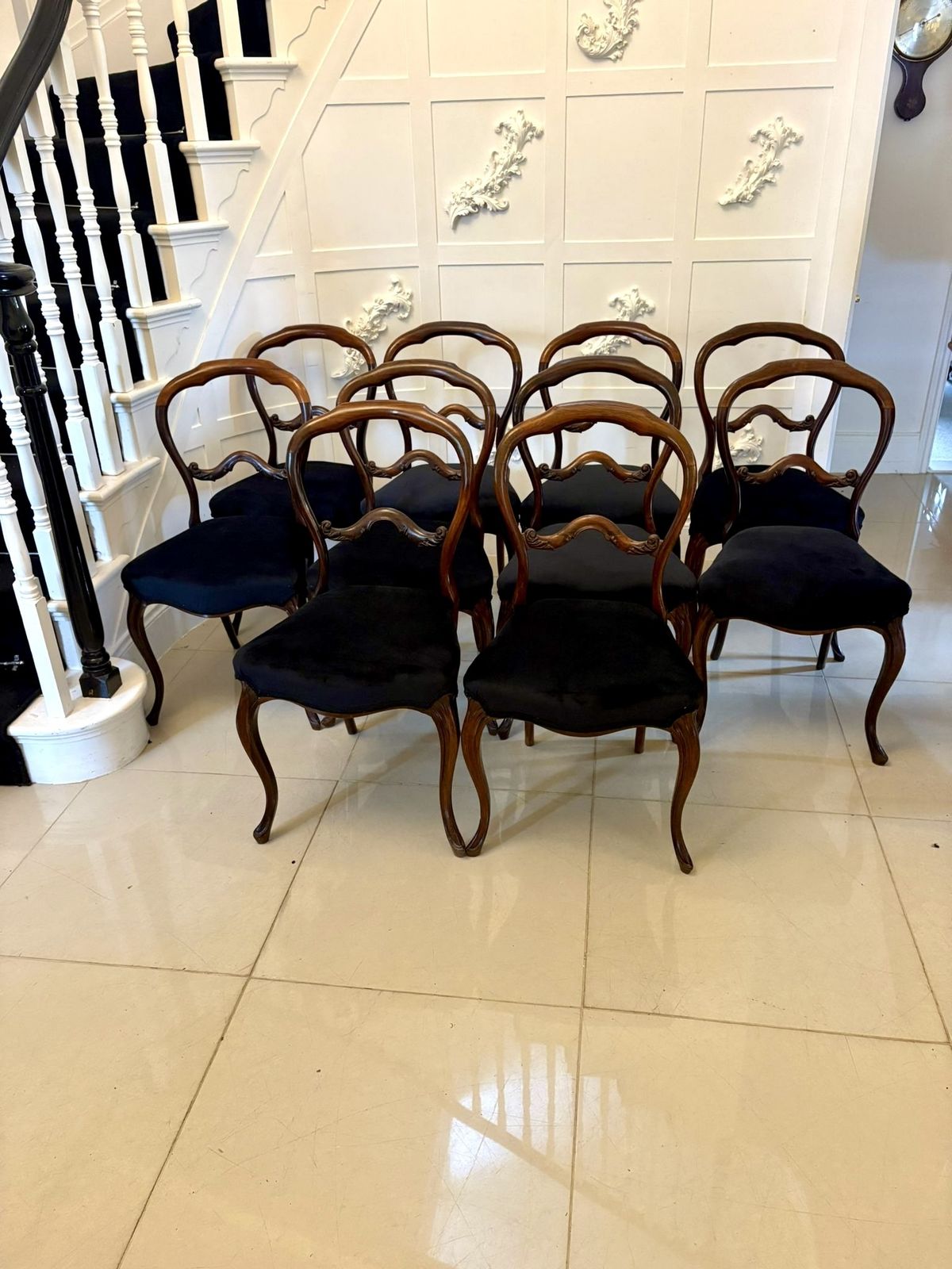 5850.0 Superb Quality Set Of Ten Antique 19th Century Rosewood Dining Chairs photo