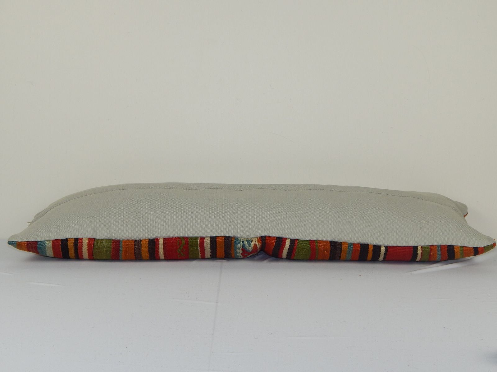 Ethnic Turkish Lumbar Striped Kilim Pillow, Anatolian Pastel Color Bedding Cushion Cover, Wool Bench Cushion Cover photo furniture