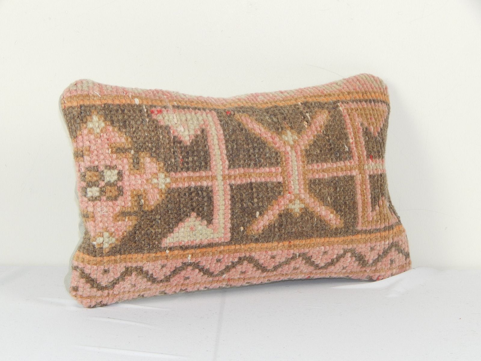 Muted Carpet Rug Pillow, Faded Ethnic Turkish Yastik Pillow   Oushak Throw Pillow Cover photo for sale