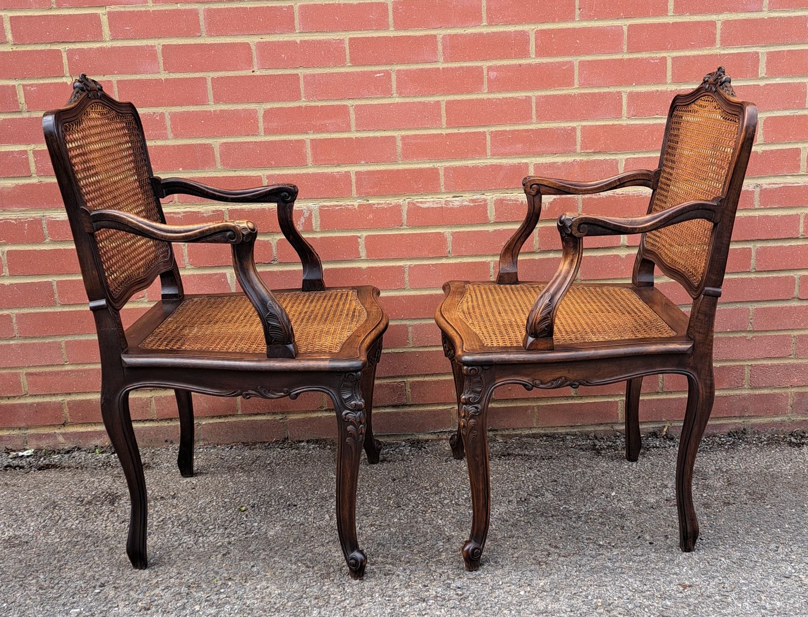Pair Of French 18th Century Louis XV Carved Cane Armchairs photo Furniture