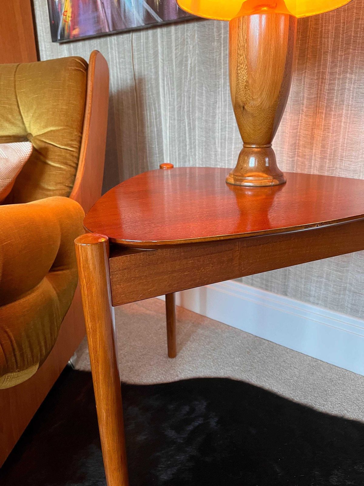 Scandi “Guitar Pick” Teak Triangular Side Table — In The Style Of Poul Jensen For Selig / Dux, C.1960s photo buy