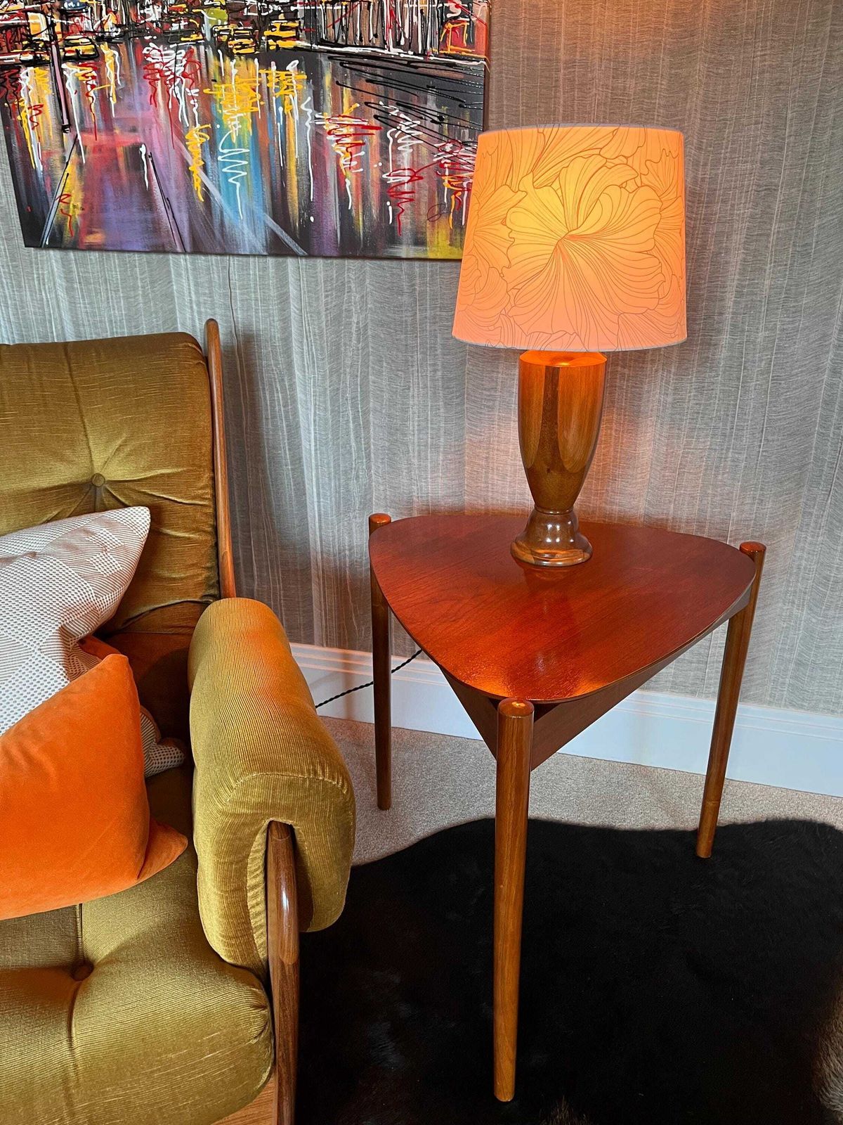 Scandi “Guitar Pick” Teak Triangular Side Table — In The Style Of Poul Jensen For Selig / Dux, C.1960s photo vintage