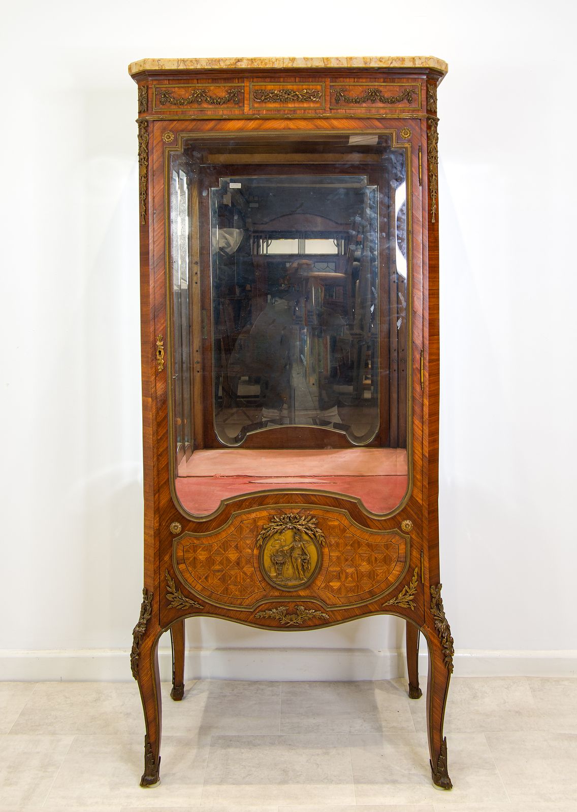 Antique French Marble Top Kingwood & Gilt Bronze Cabinet photo furniture