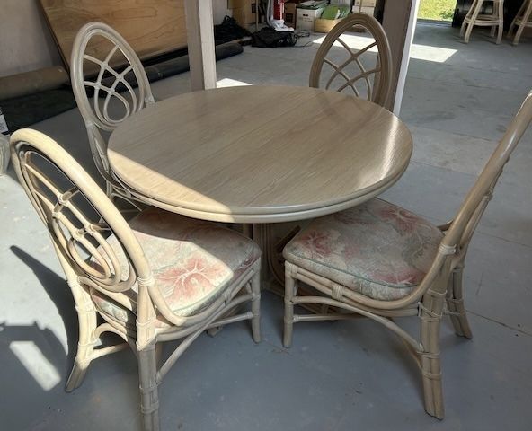 Dining Table (Extendable)   Wood / Faux Bamboo / Rattan / Cane (See Also 6 Matching Chairs) photo buy