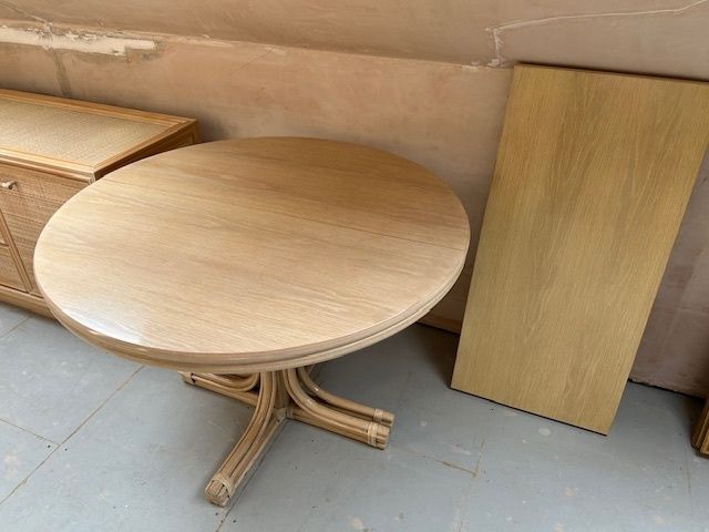 Dining Table (Extendable)   Wood / Faux Bamboo / Rattan / Cane (See Also 6 Matching Chairs) photo Furniture