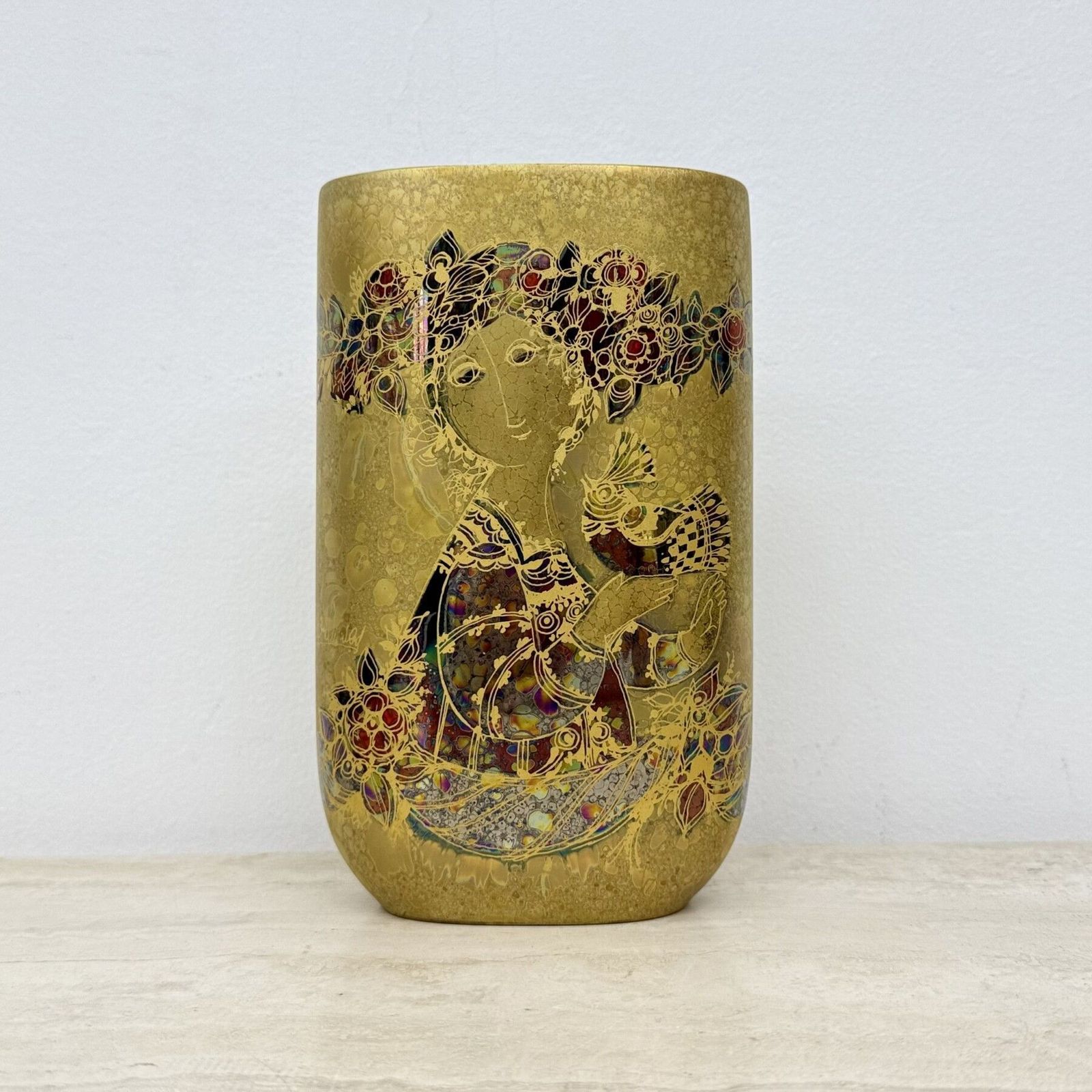 Rare Bjørn Wiinblad For Rosenthal Vase Gold Decor , 1970’s