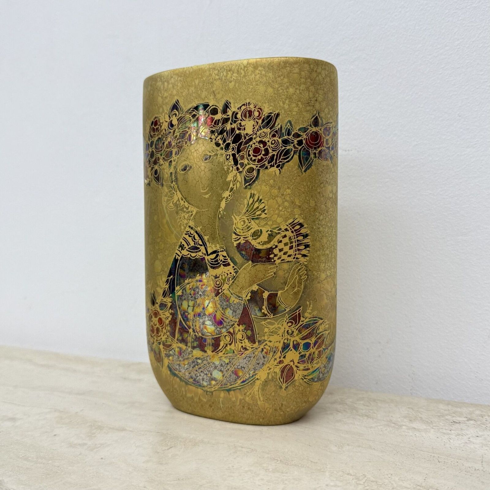 photo furniture Rare Bjørn Wiinblad For Rosenthal Vase Gold Decor , 1970’s