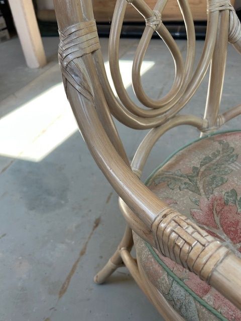 6 Upholstered Dining Chairs (Incl. 2 Carvers) Faux Bamboo / Cane / Rattan (See Also Dining Table) photo 299.0