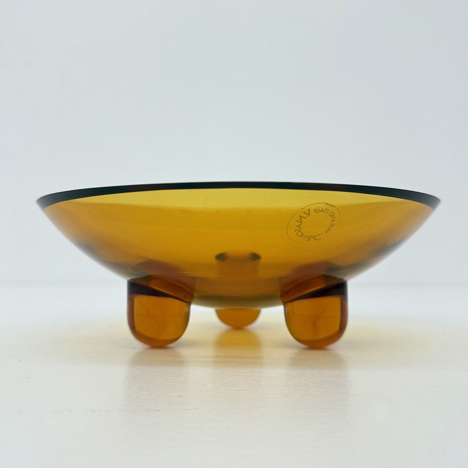 V. Nason & C. Italy Murano Centerpiece Glazen Schaal In Amber, Jaren 1970