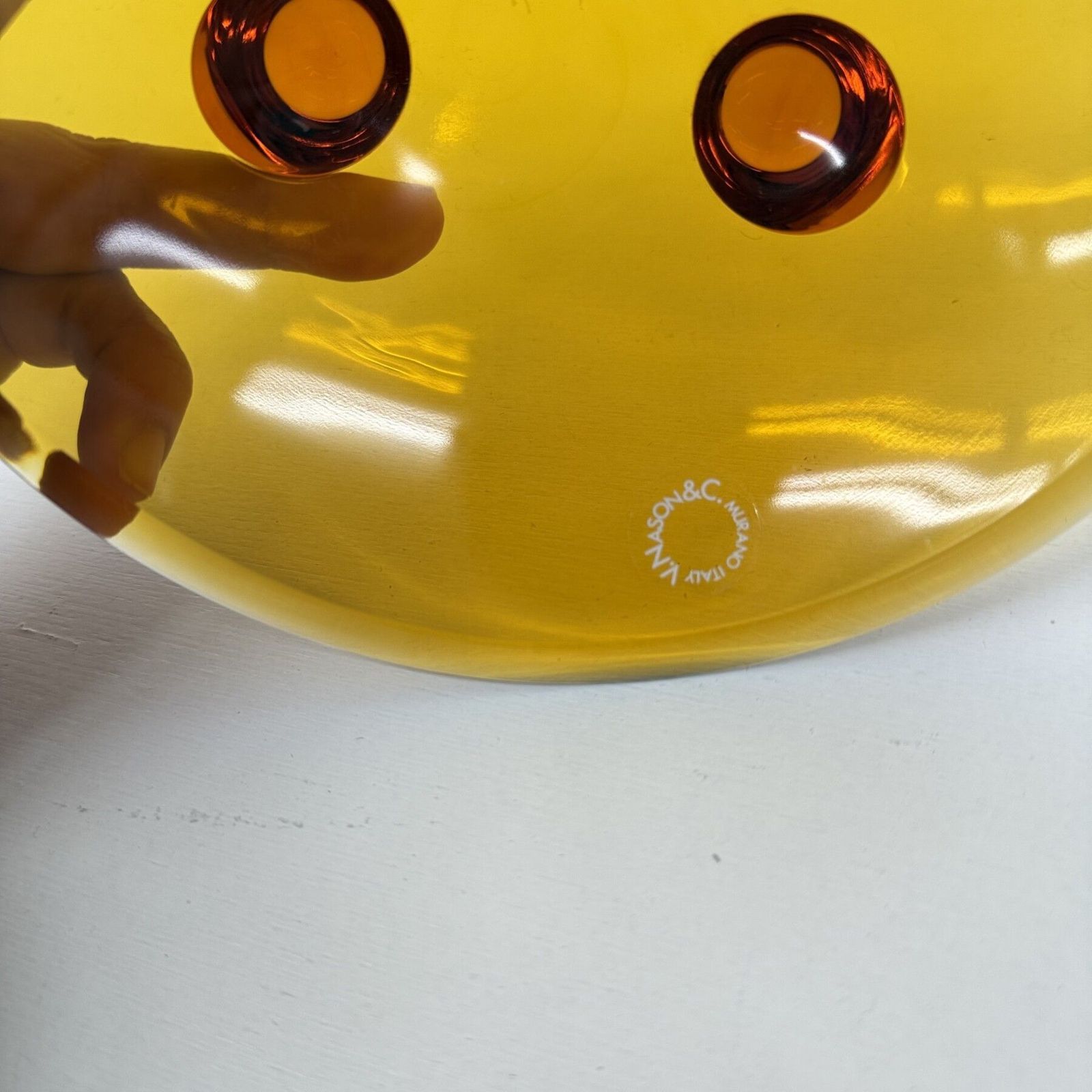 V. Nason & C. Italy Murano Centerpiece Glass Bowl In Amber , 1970s photo for sale