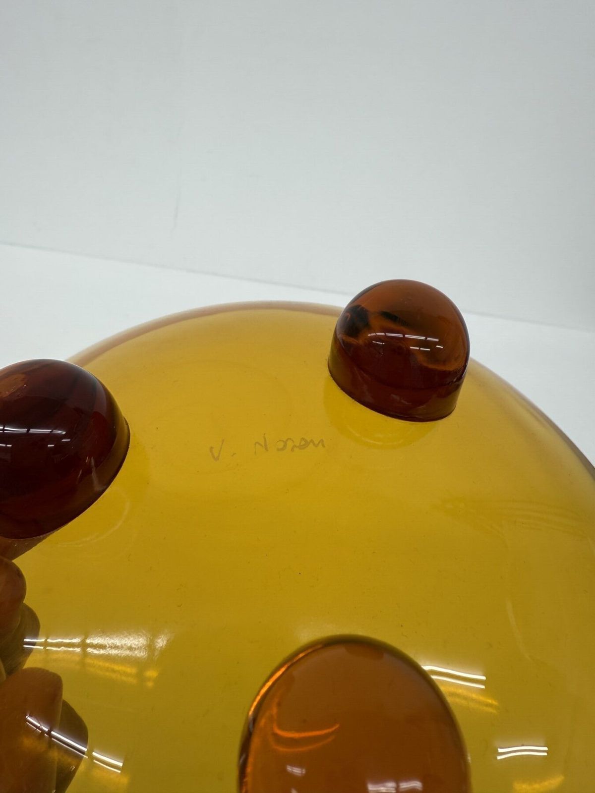 V. Nason & C. Italy Murano Centerpiece Glass Bowl In Amber , 1970s photo Home Decor