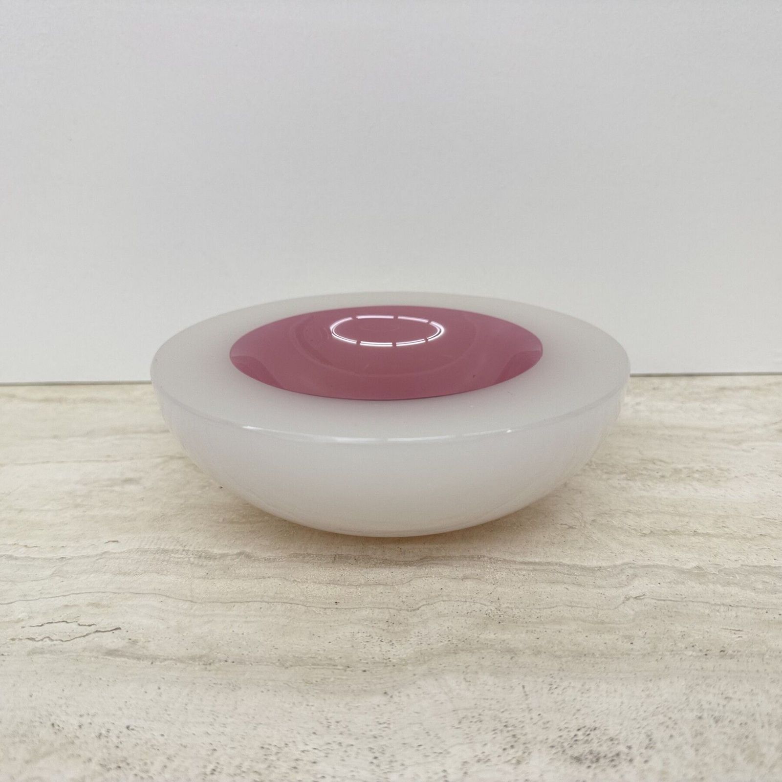 Seguso Sommerso Murano Pink & White Alabastro Art Glass Geode Bowl, 1950 photo buy