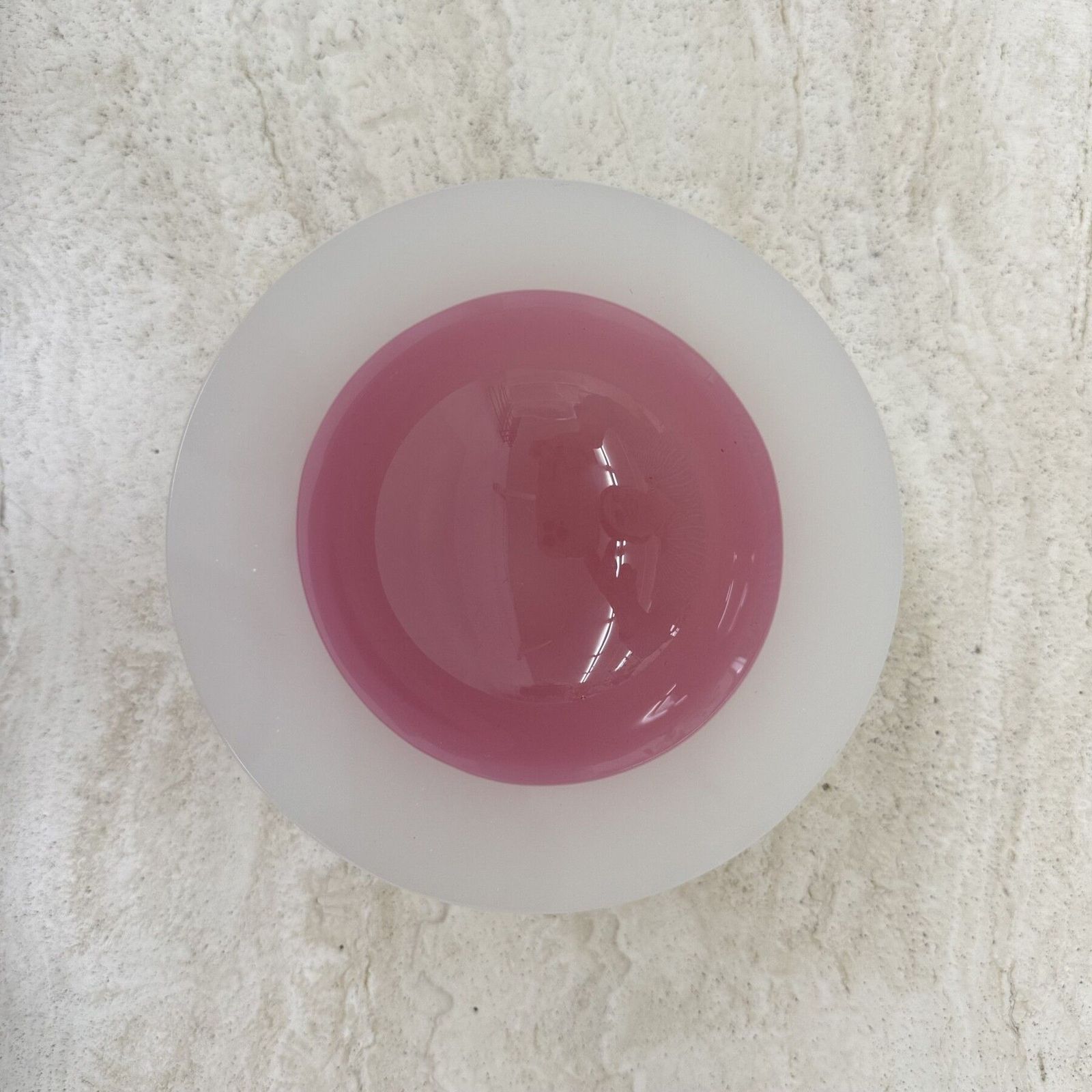 photo furniture Seguso Sommerso Murano Roze & Wit Alabastro Kunstglas Geode Schaal, 1950