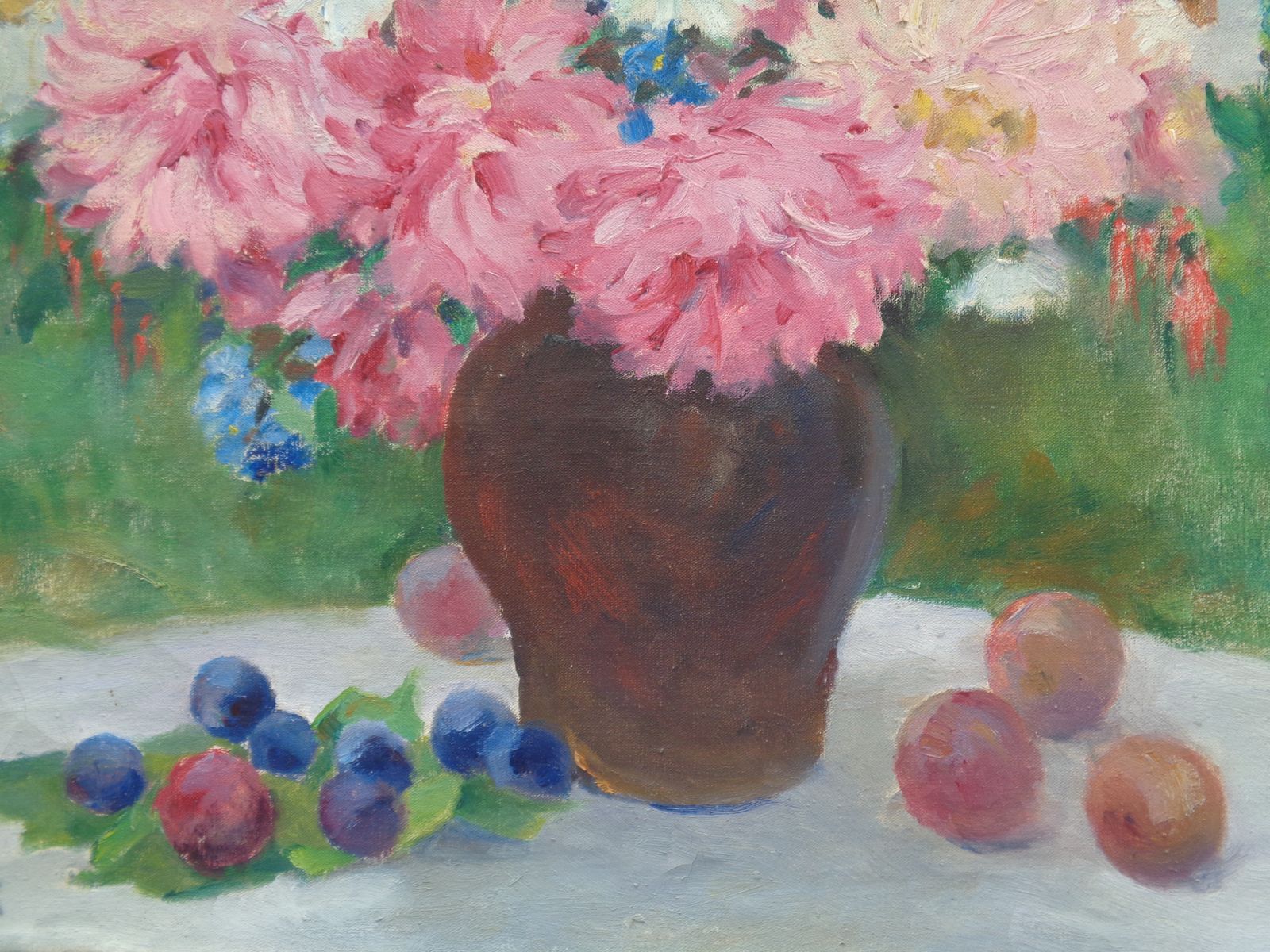 photo furniture Louise Alix Still Life Flowers & Fruit French Oil On Canvas Unframed
