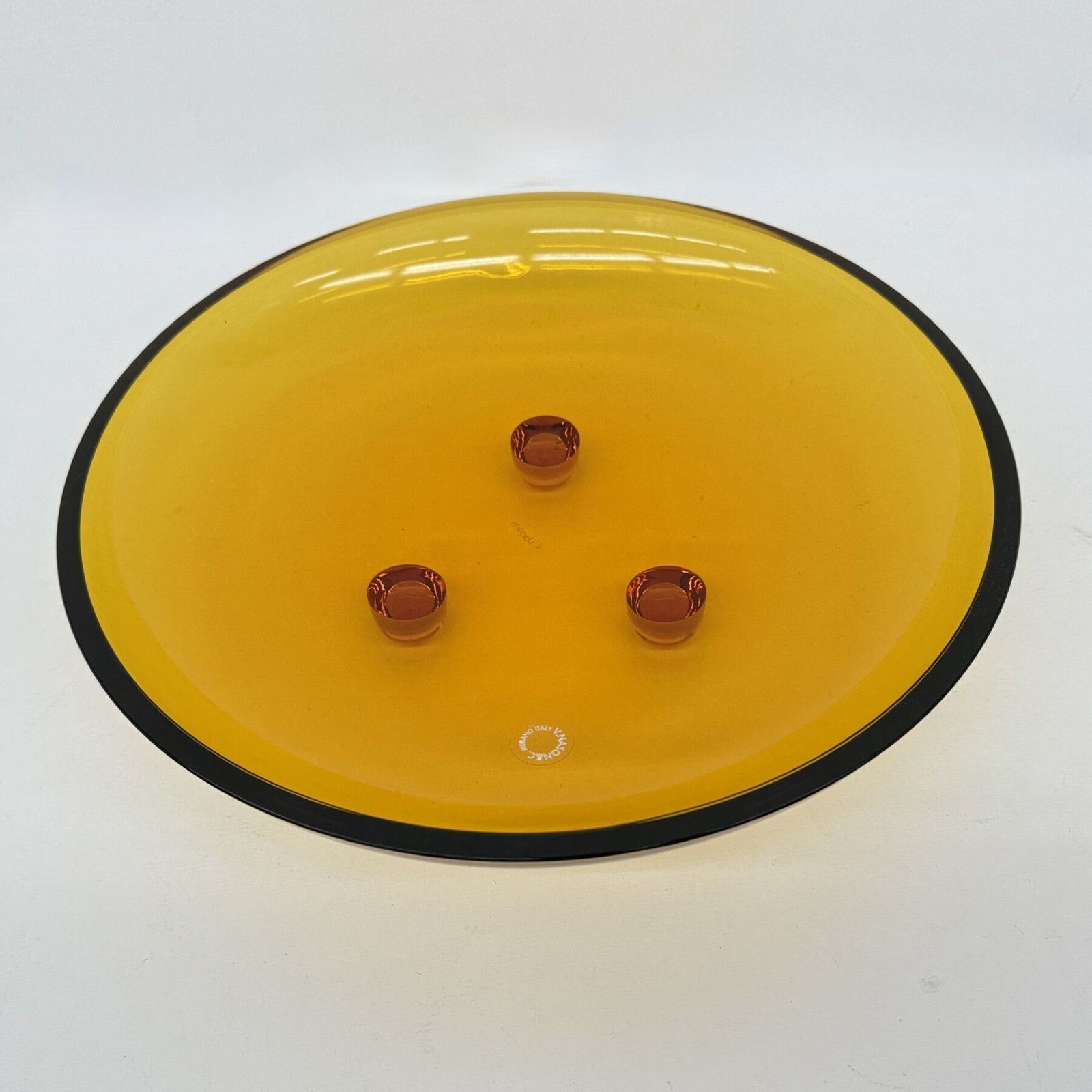 V. Nason & C. Italy Murano Centerpiece Glass Bowl In Amber , 1970s photo 913.0