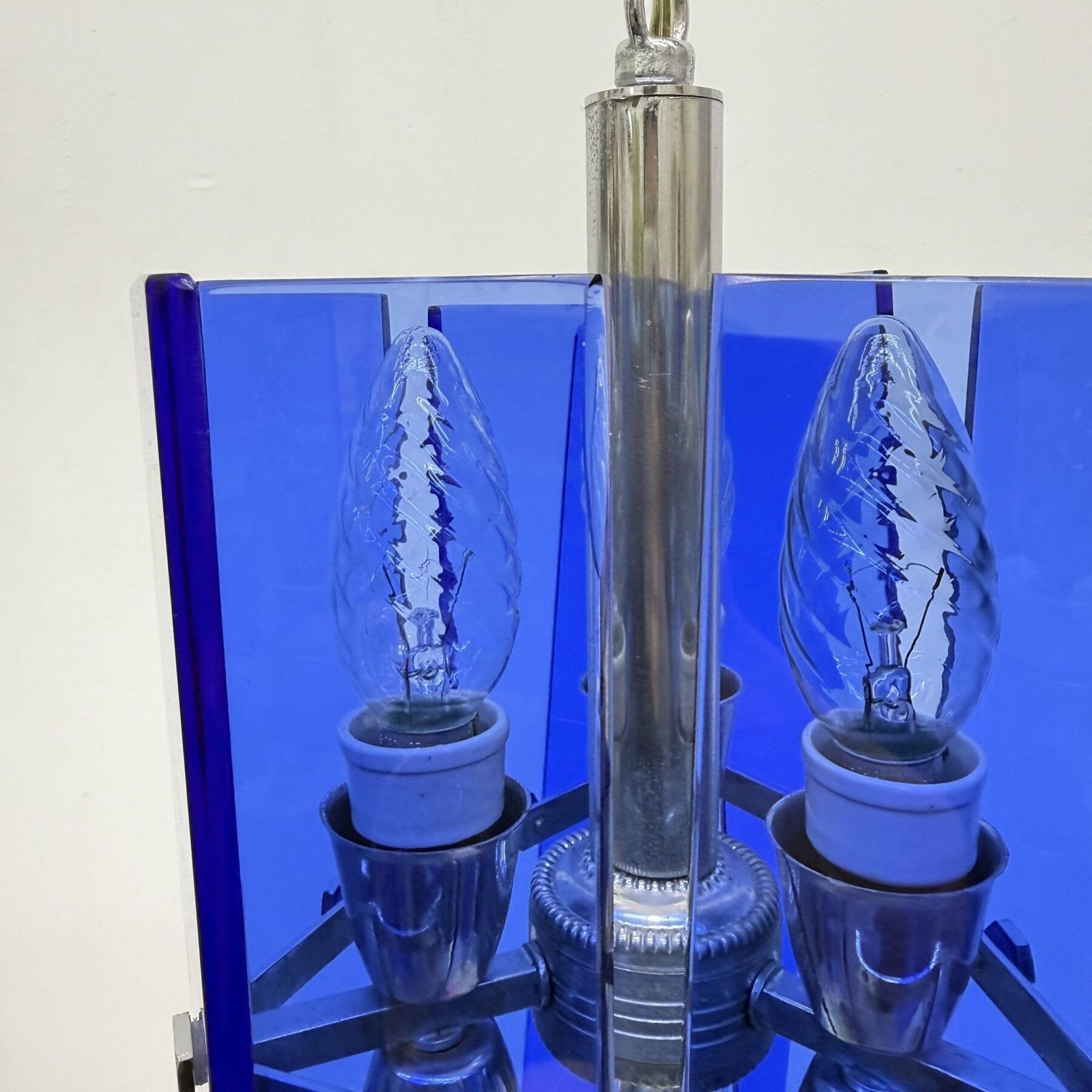 Veca Blue Glass Hanging Lamp , 1970s Italy photo vinterior
