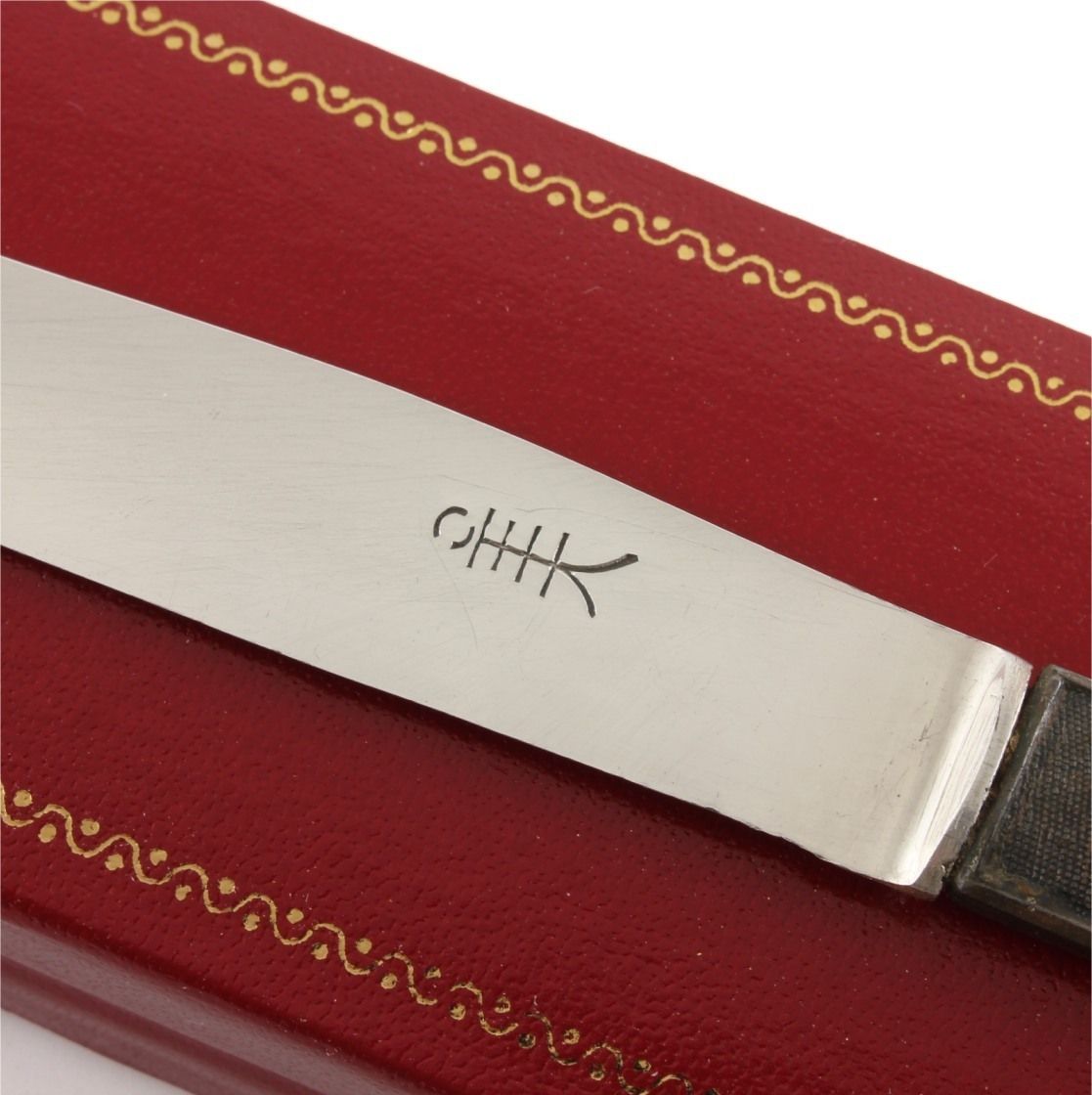 Japanese Bronze Kozuka Tiger Silver Letter Opener. Antique Meiji C1880. photo vinterior