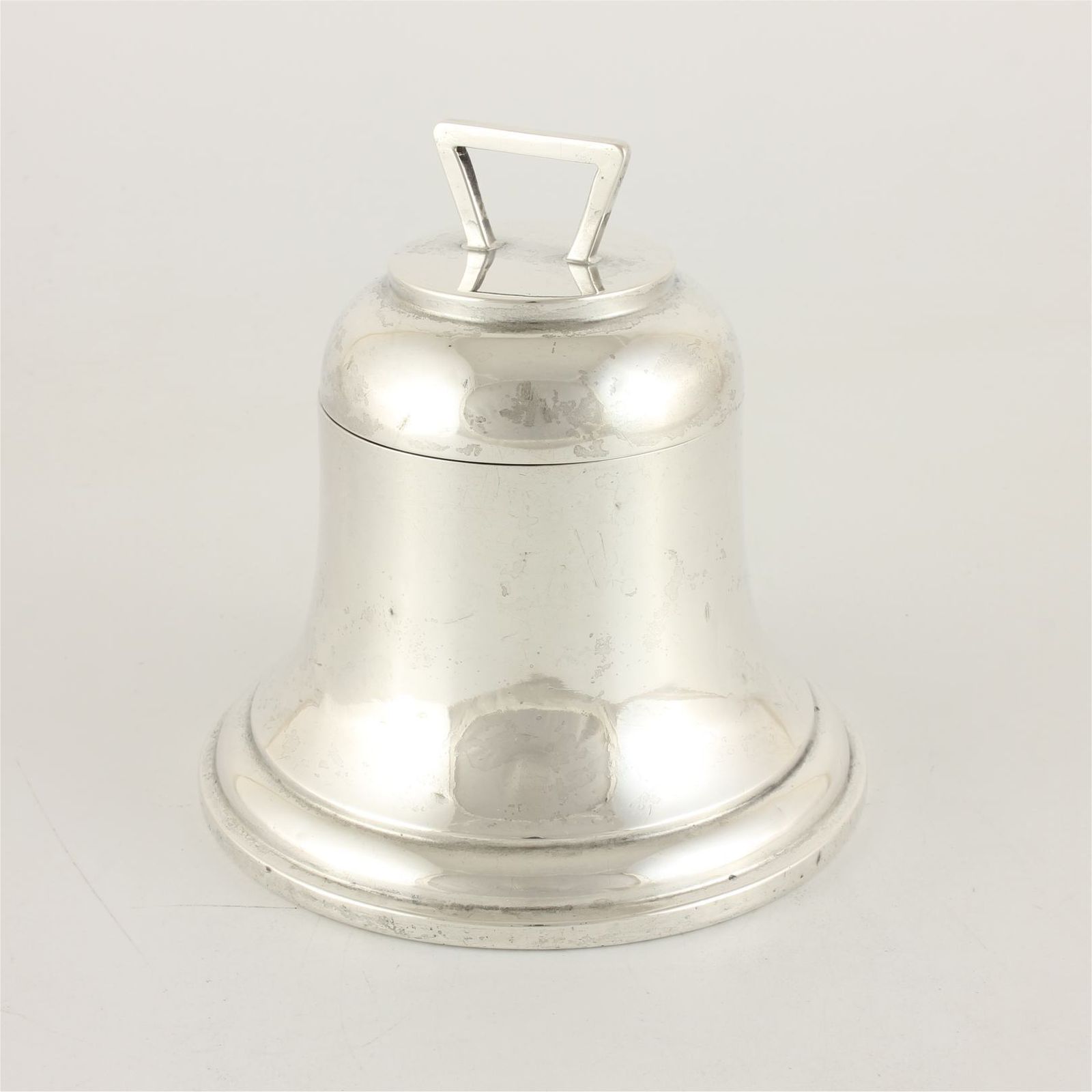 Large Antique Silver Bell Inkwell. Ships Bell Ink Pot Stand. 1913. photo furniture