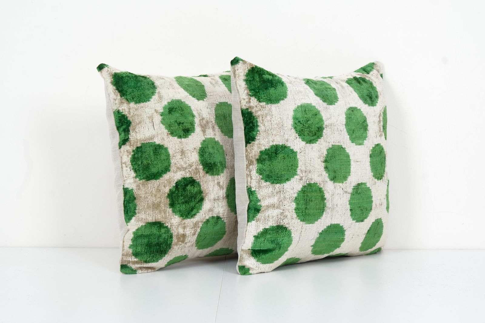 Green Silk Ikat Velvet Pillow Cover   Set Of Two photo furniture