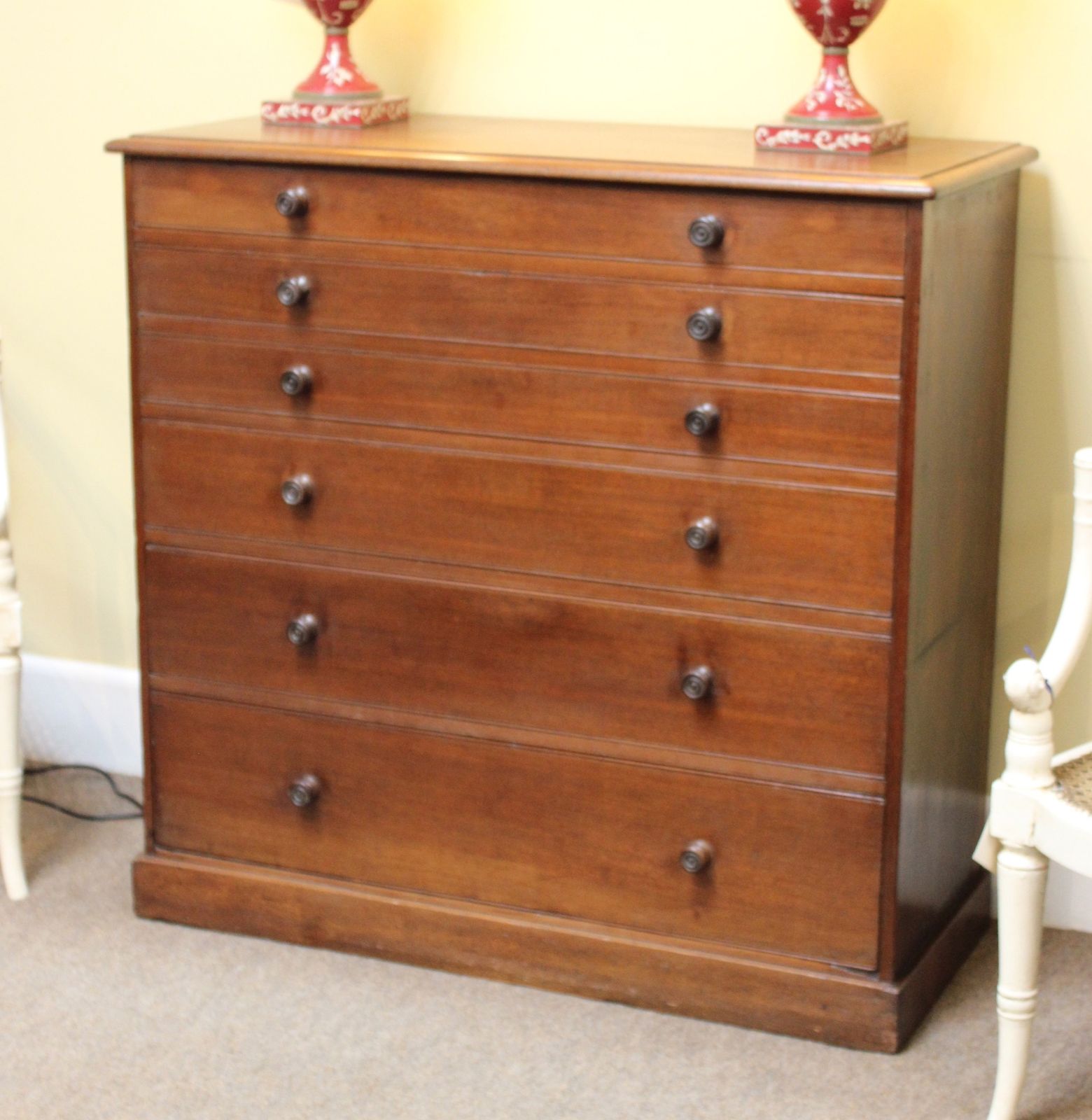 19thc. Red Walnut/Fruitwood “Collector’s” Chest Of Drawers photo furniture