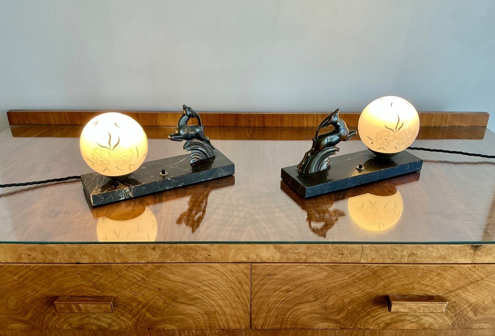 Pair Of French Art Deco Mood Lamps photo for sale