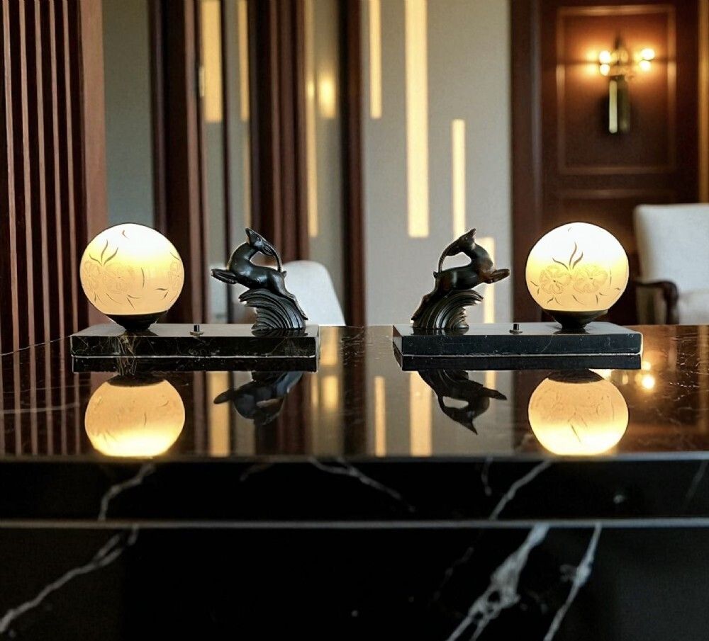 Pair Of French Art Deco Mood Lamps photo Lighting
