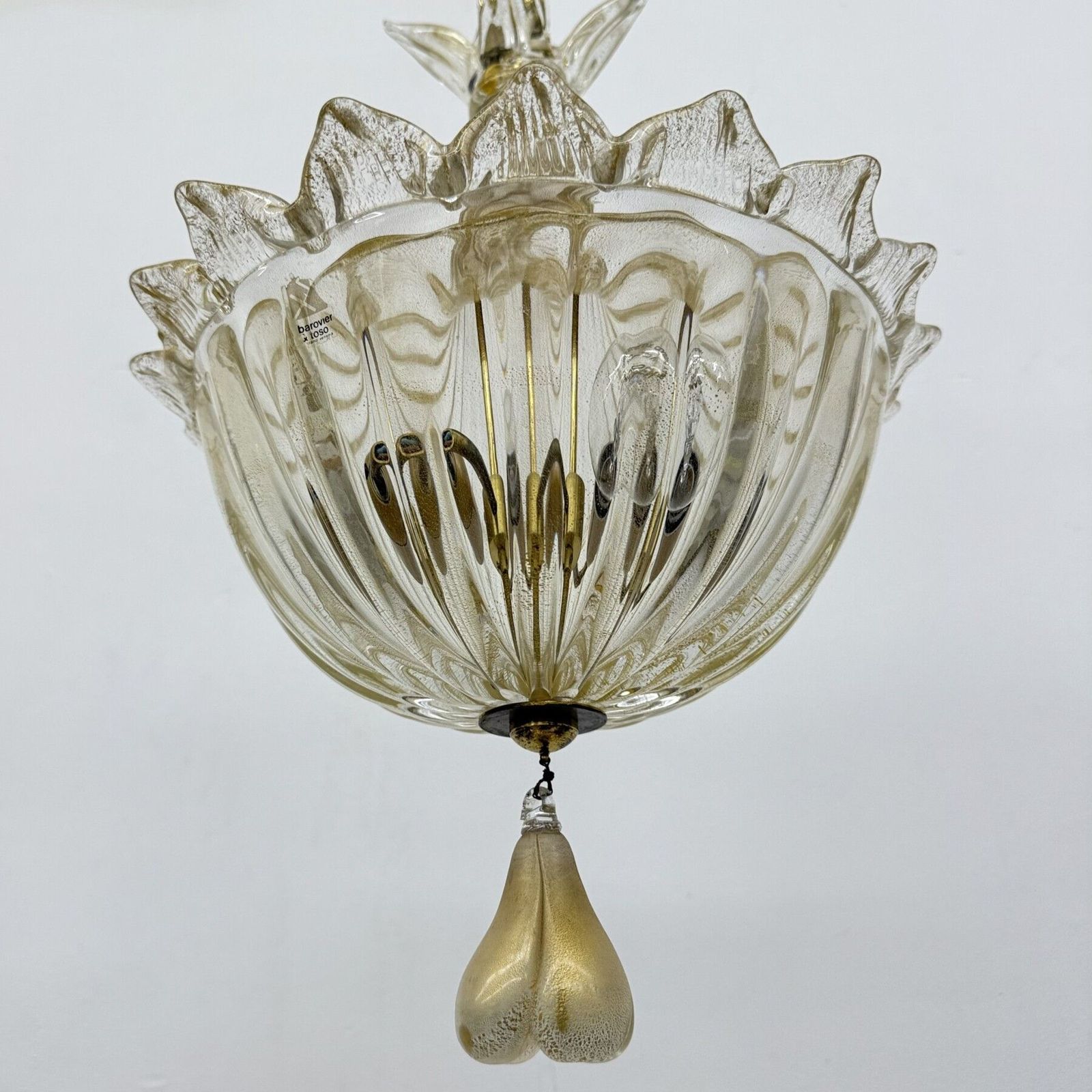 photo buy Barovier & Toso Murano Glas Met Goud Hanglamp, Jaren 1970