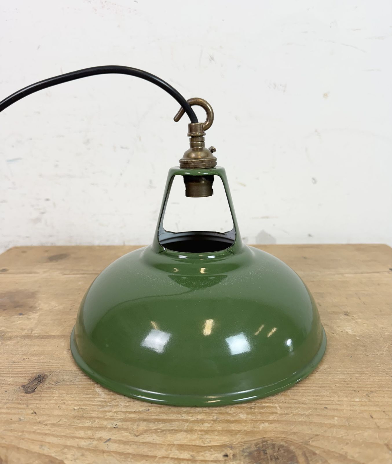 Industrial Green Enamel Factory Pendant Lamp From Coolicon, 1950s photo 219.0