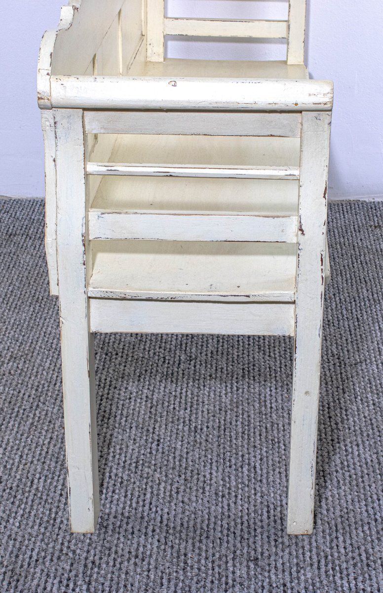 Antique White Painted Pine Bench, Late 19th Century photo for sale