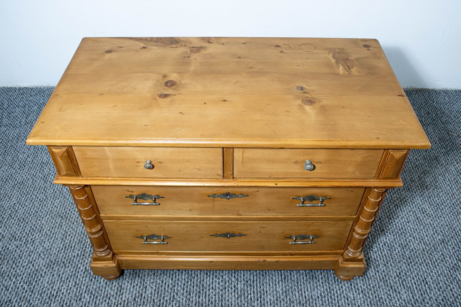 Antique Waxed Stripped Pine Chest Of 4 Drawers, Late 19th Century photo buy