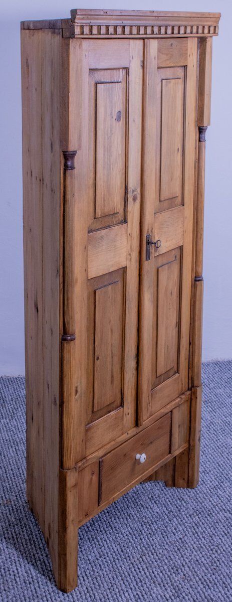 Late 19th Century Pine Corner Cabinet With Drawer, 1899 photo vintage