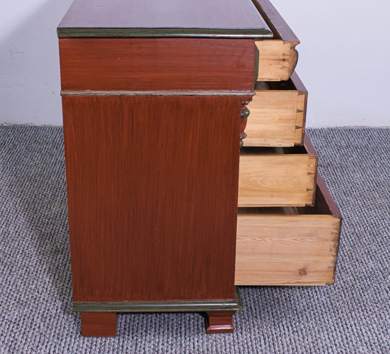 Small Antique Painted Pine Chest Of 4 Drawers, Late 19th Century photo Furniture