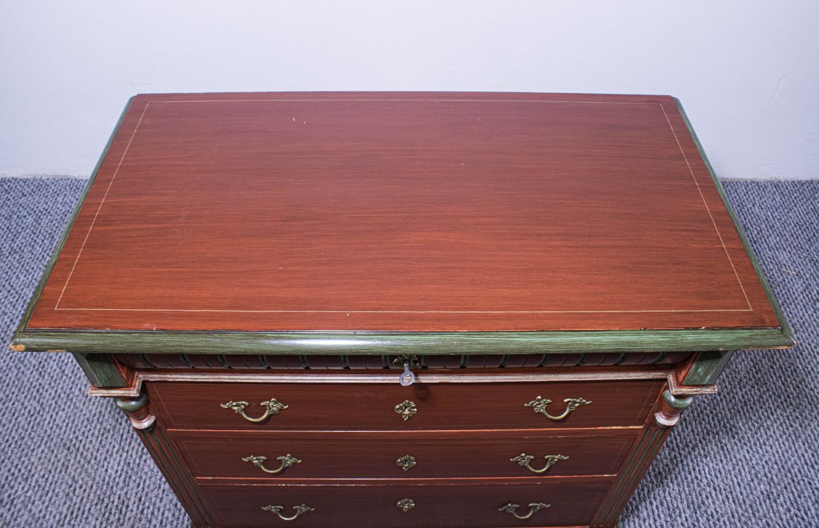 Small Antique Painted Pine Chest Of 4 Drawers, Late 19th Century photo vinterior