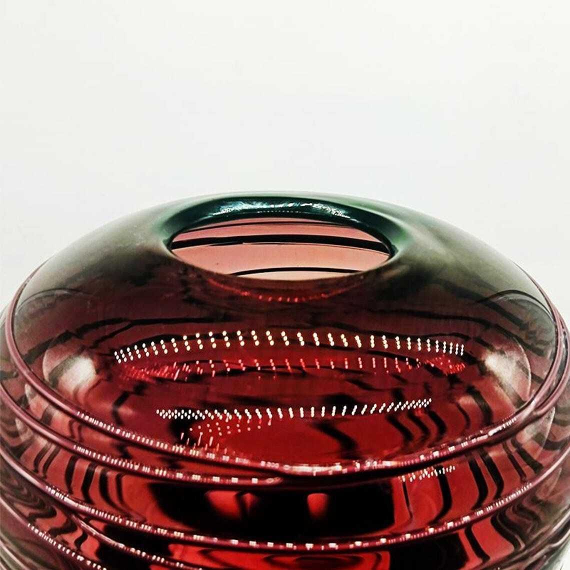 1970s Purple Vase In Hand Worked, Hand Blown Murano Glass   Made In Italy. photo 290.0