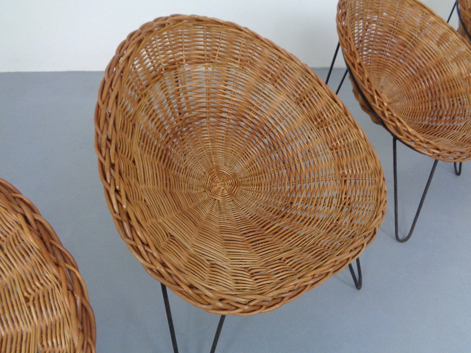 Furniture Mid Century German Bamboo Chairs, 1950s, Set Of 4 photo