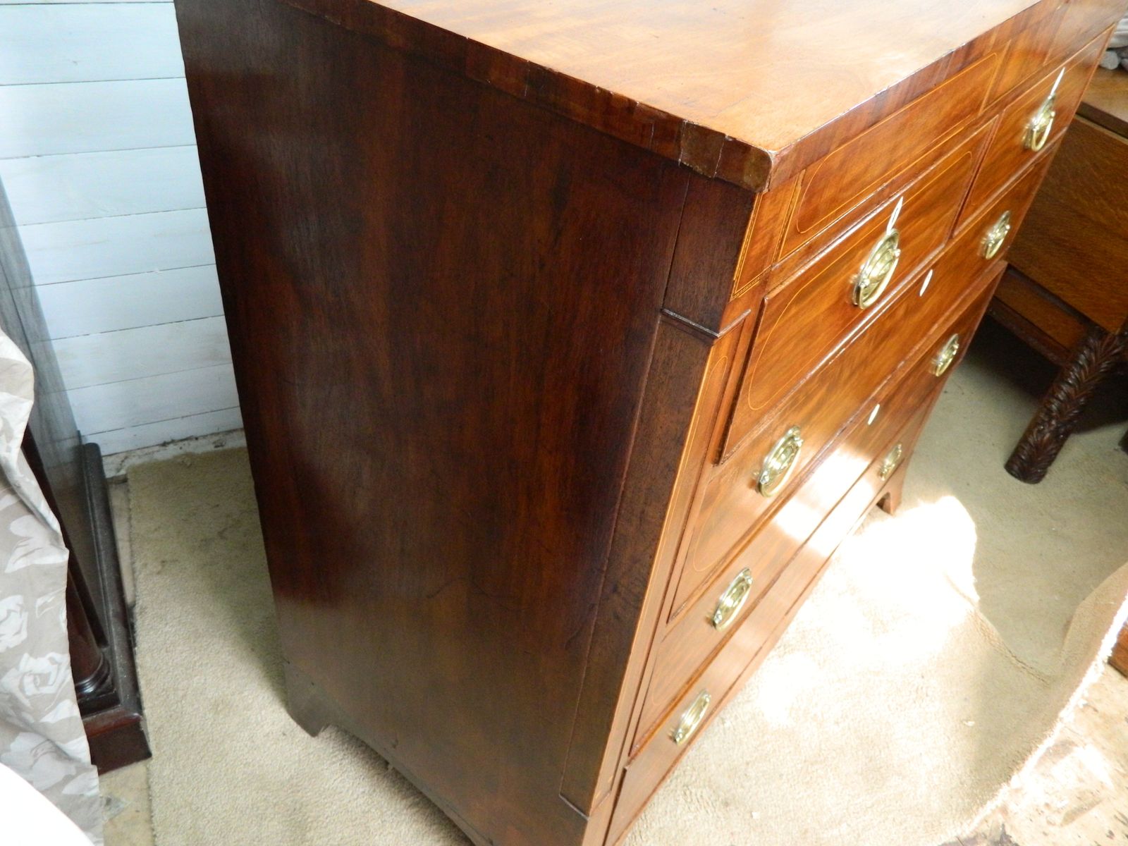 Furniture Victorian Mahogany Inlay Chest Of Drawers photo