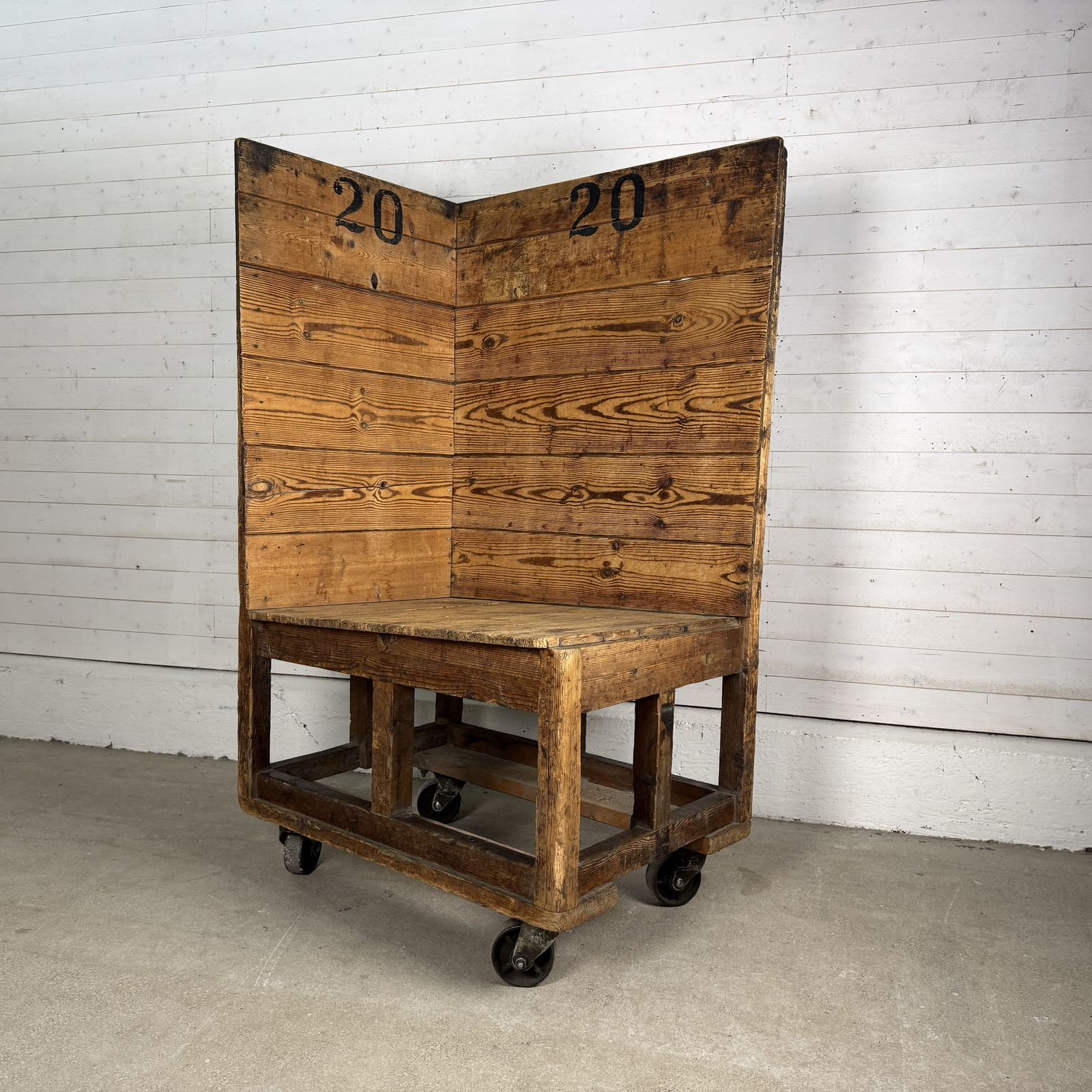 Antique Industrial Pine Factory Trolley photo furniture