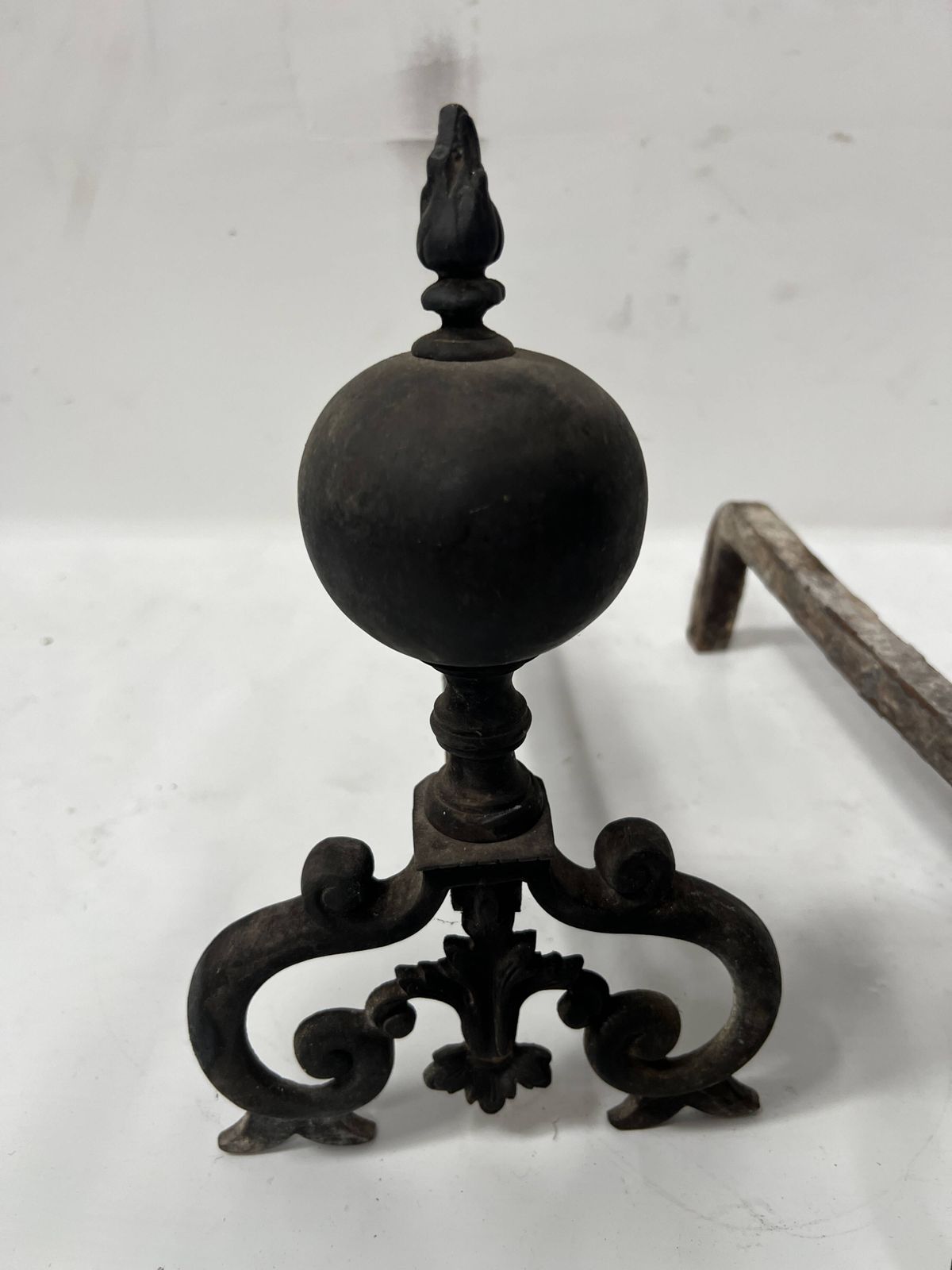 Pair Of Renaissance Style Bronze Andirons, 19th Century photo for sale