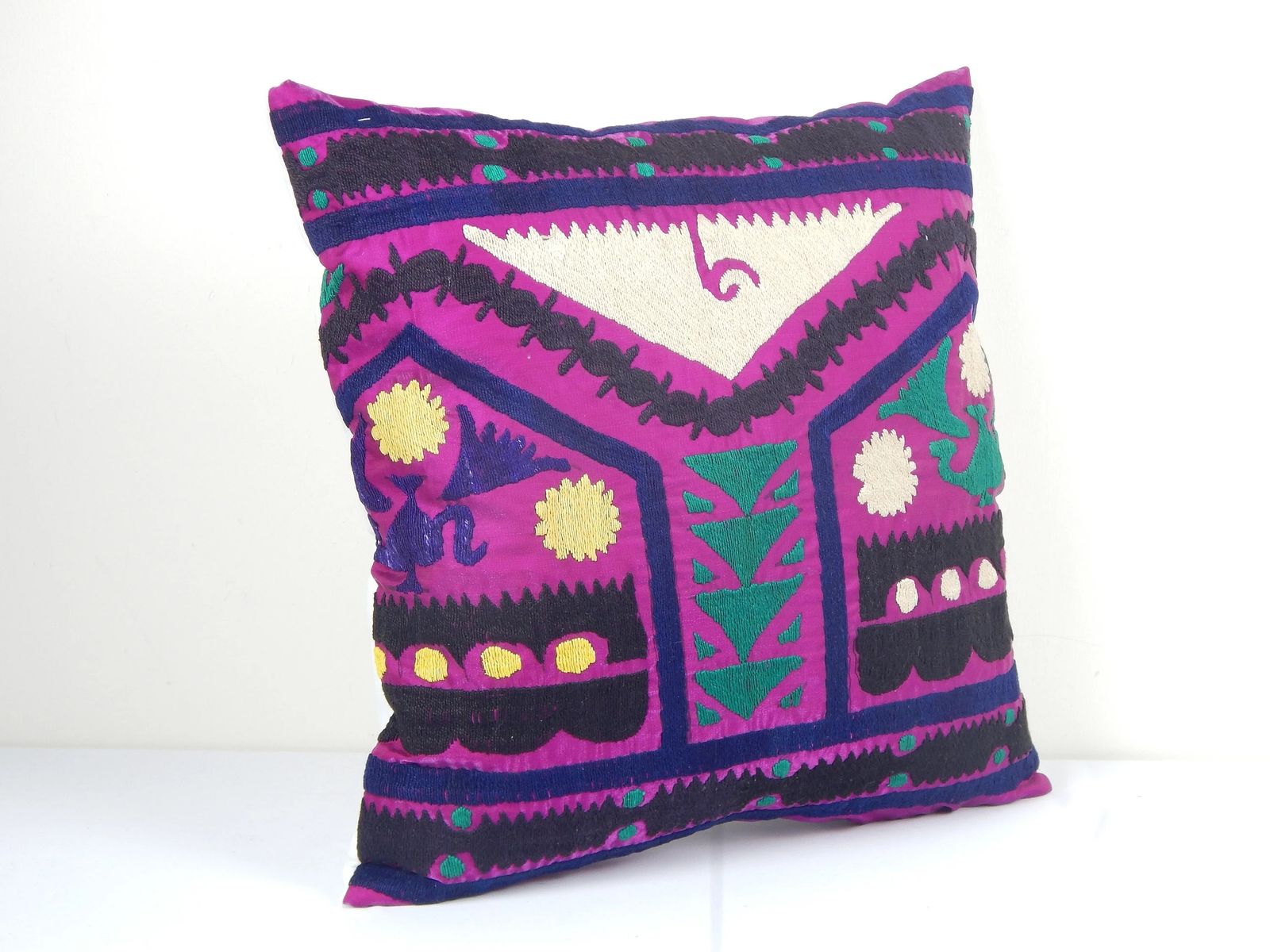 Purple Tashkent Suzani Square Pillow Case Made From A 19th Century Suzani   Samarkand Uzbek Cushion Cover   Tribal Home Decor photo for sale