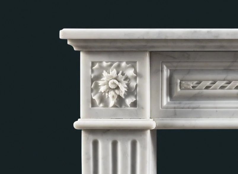 Louis XVI Style Carrara Marble Fireplace Surround photo for sale