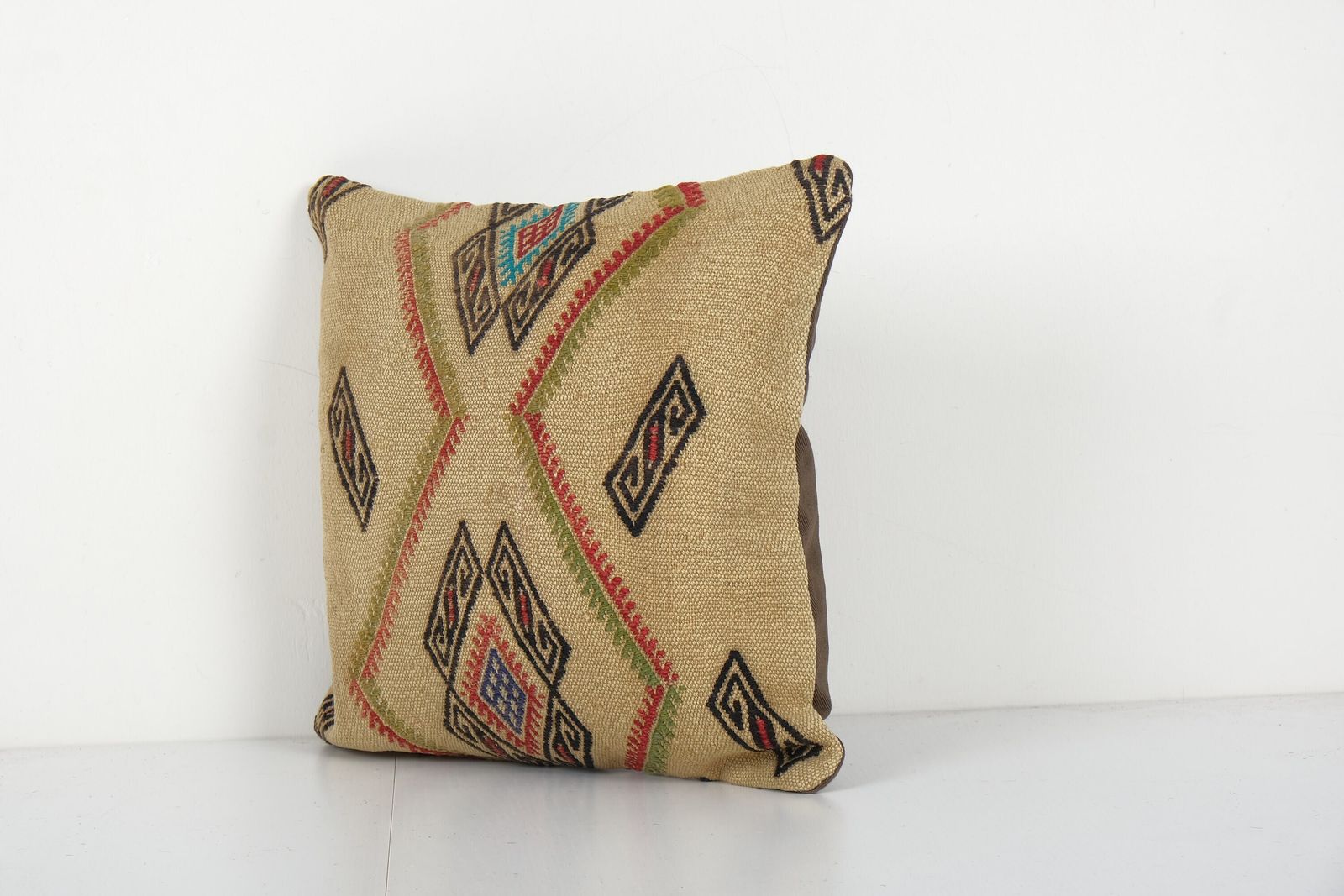 Handmade Decorative Sand Kilim Pillow, Kilim  Cover, Tribal Pillow Cover, Natural Rustic Cushion Case photo furniture