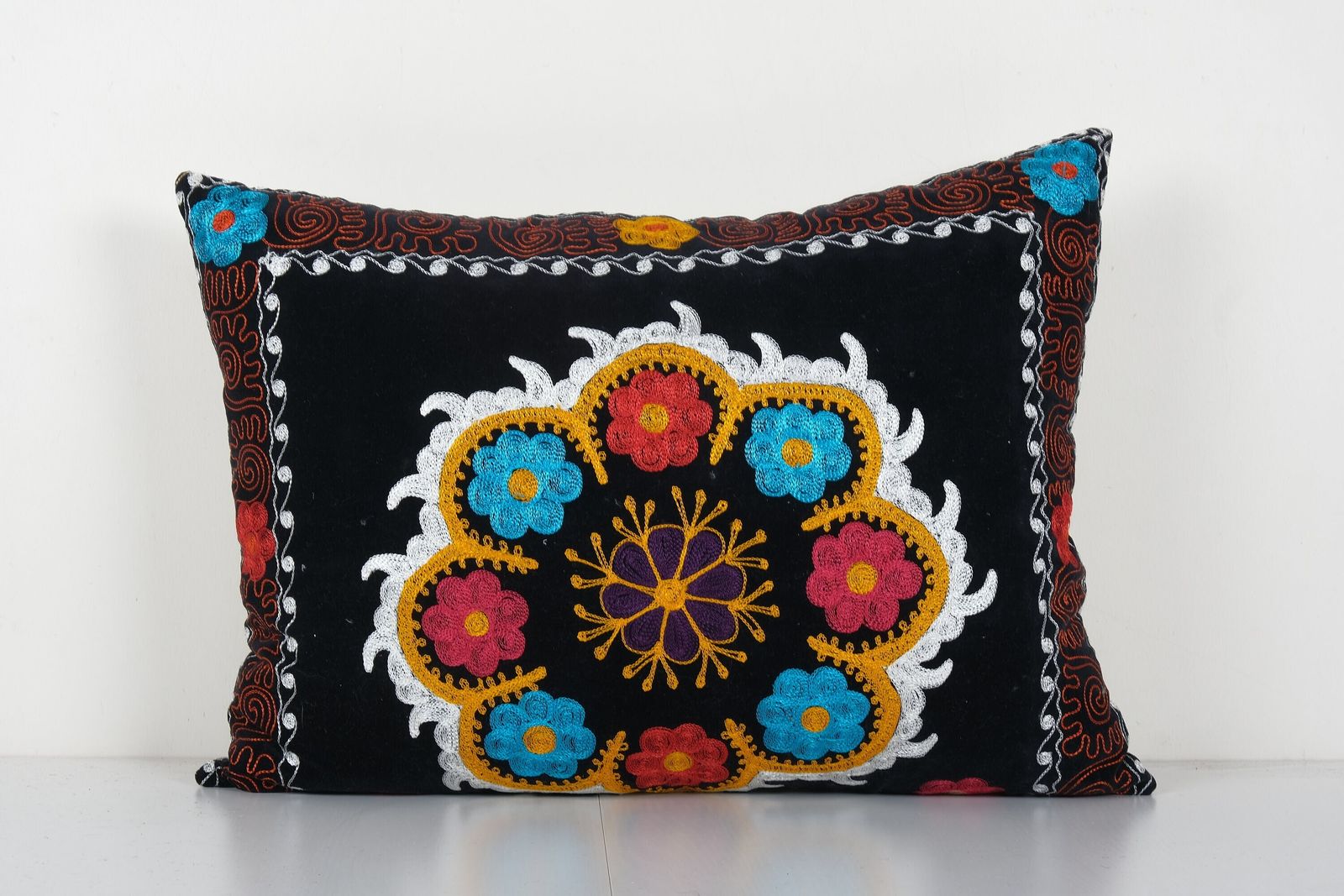 Suzani Ethnic Velvet Pillow Case Fashioned From A Mid 20th Century Uzbek Suzani Samarkand Ethnic Pillow