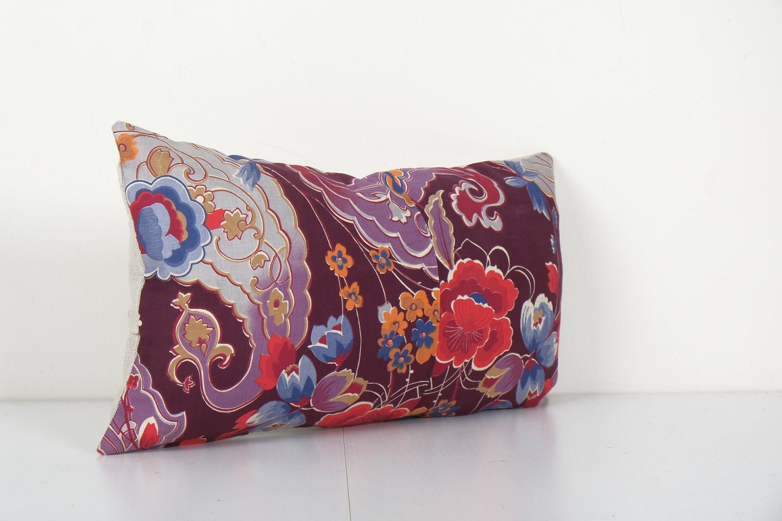 Floral Lumbar Pillow Cover, Uzbek Designer Cushion Cover photo furniture