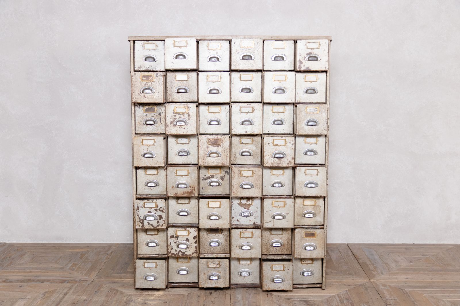 1950’s Industrial Bank Of Metal Drawers photo for sale