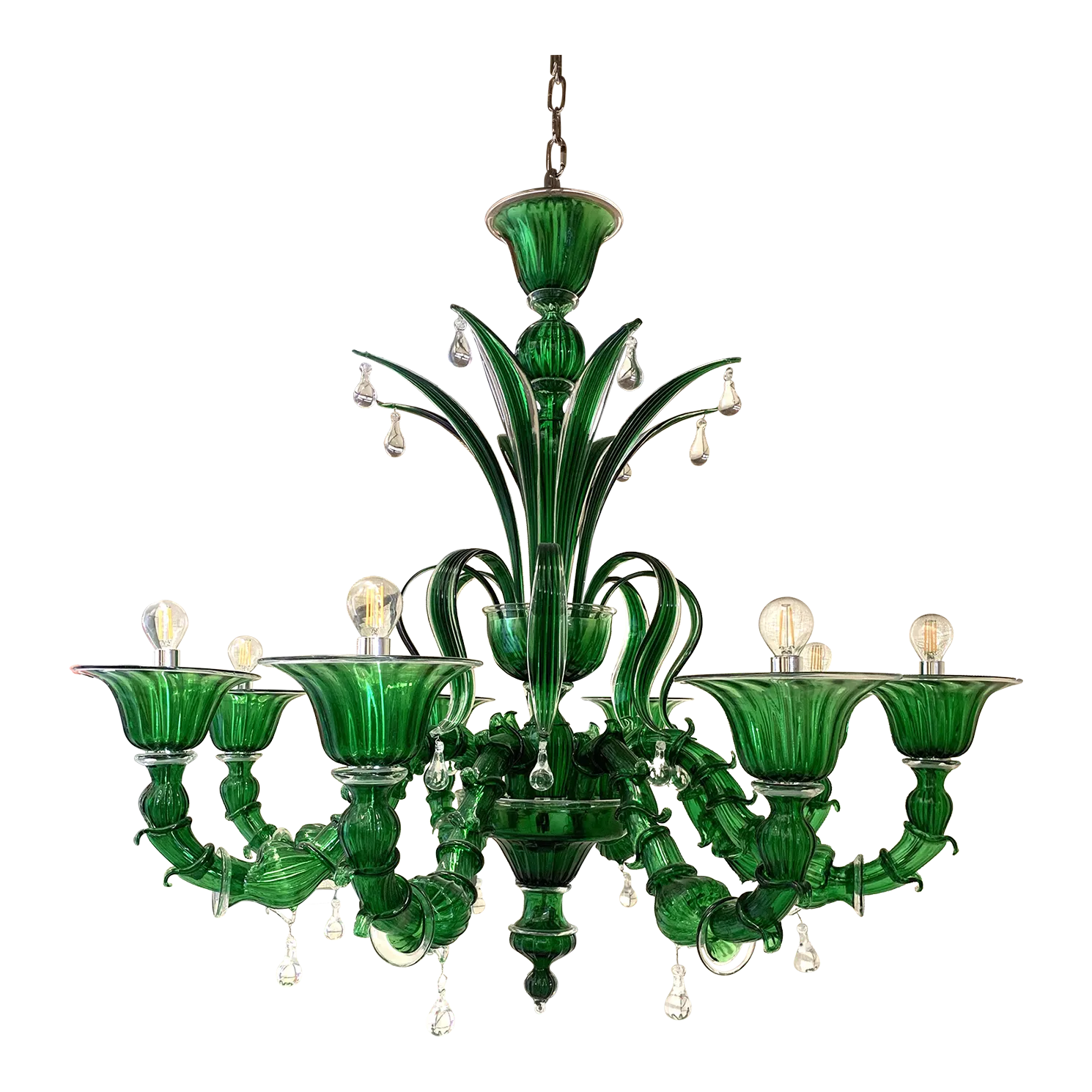 Contemporary Lively Green "Cà Rezzonico" Murano Glass Chandelier