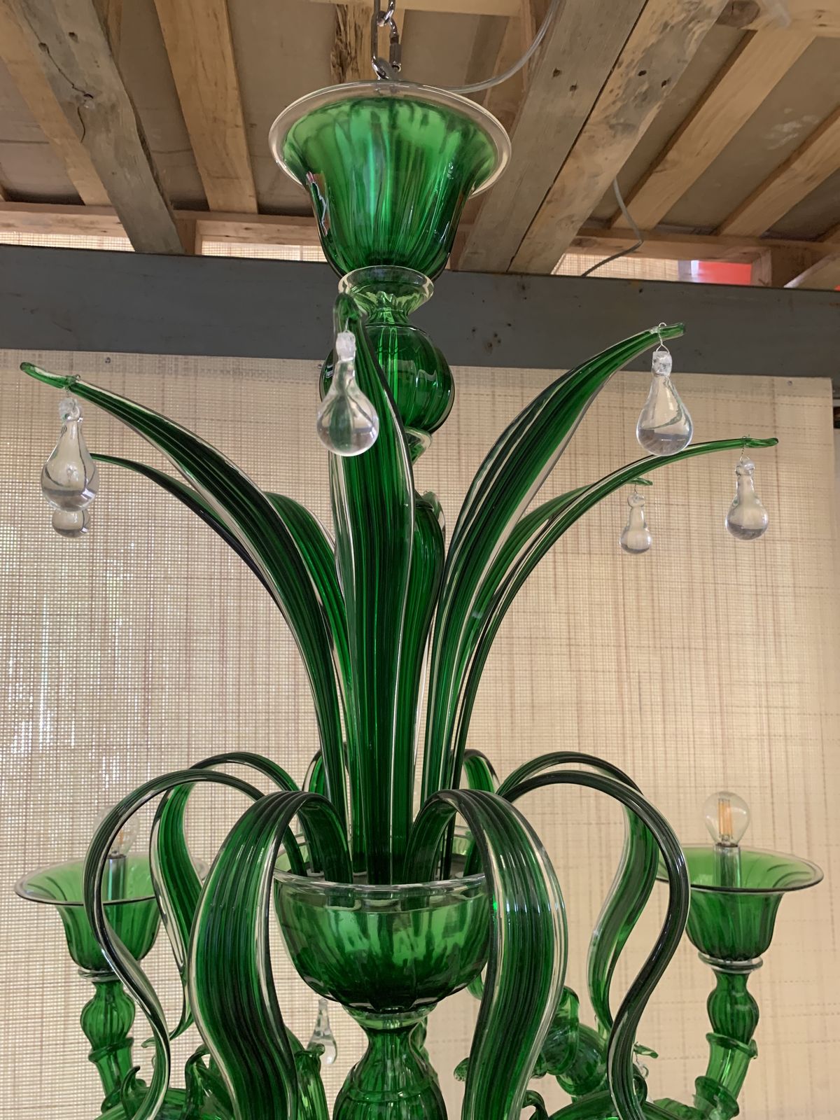 Contemporary Lively Green "Cà Rezzonico" Murano Glass Chandelier photo Lighting