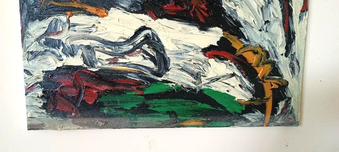 Abstract Painting Oil On Canvas Simone Ciani 90s Material photo vinterior