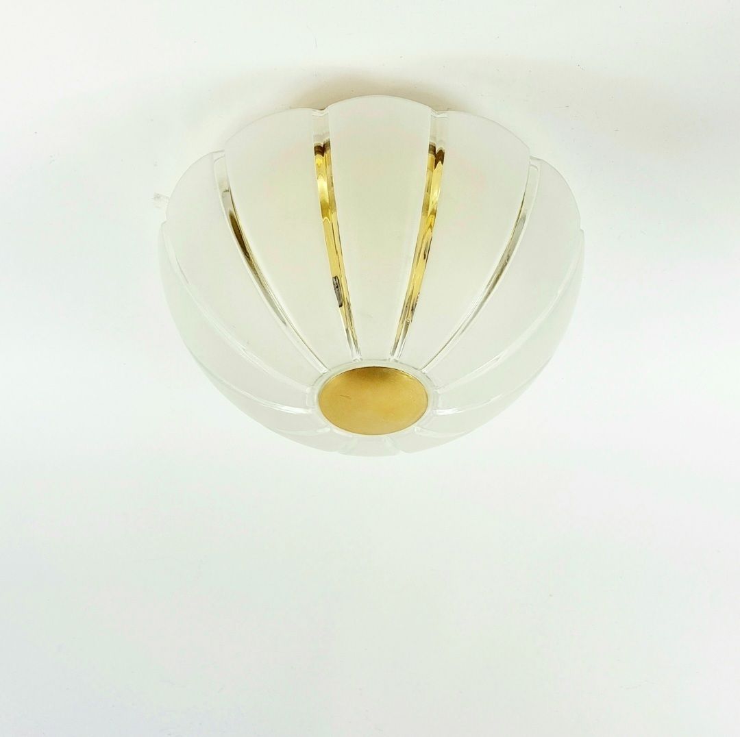 Zeer Grote Space Age Plafondlamp Van Glas En Messing, Limburg, Duitsland, Jaren 1970 photo Verlichting